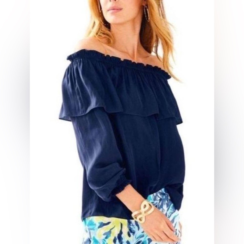 Lilly Pulitzer Dee Strapless Off Shoulder Navy | Color: Blue | Size: M
